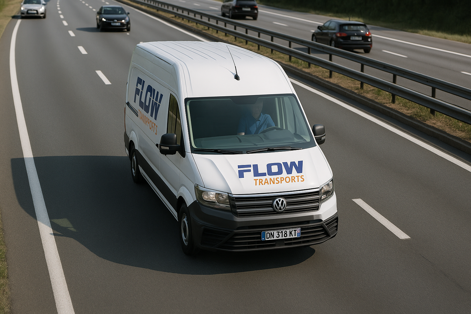 camion flow transports sur autoroute en train de livrer